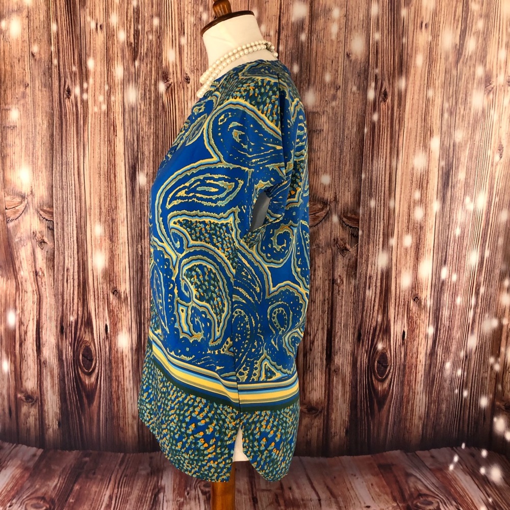 GLAM Blue Multicolor Paisley Top - Picture 3 of 8